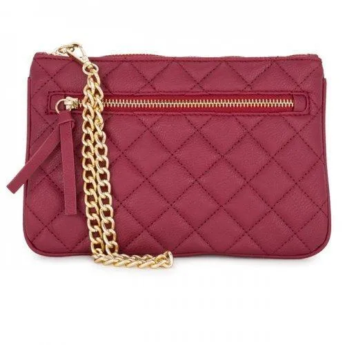Alexis Red Quilted Faux Leather Clutch With Gold Chain Wristlet (pack of 1 ea)