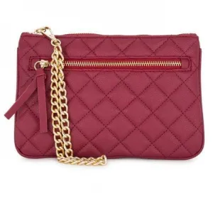 Alexis Red Quilted Faux Leather Clutch With Gold Chain Wristlet (pack of 1 ea)