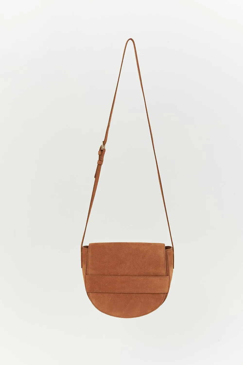 ALIBY - Sac besace caramel en cuir nubuck - petit modèle