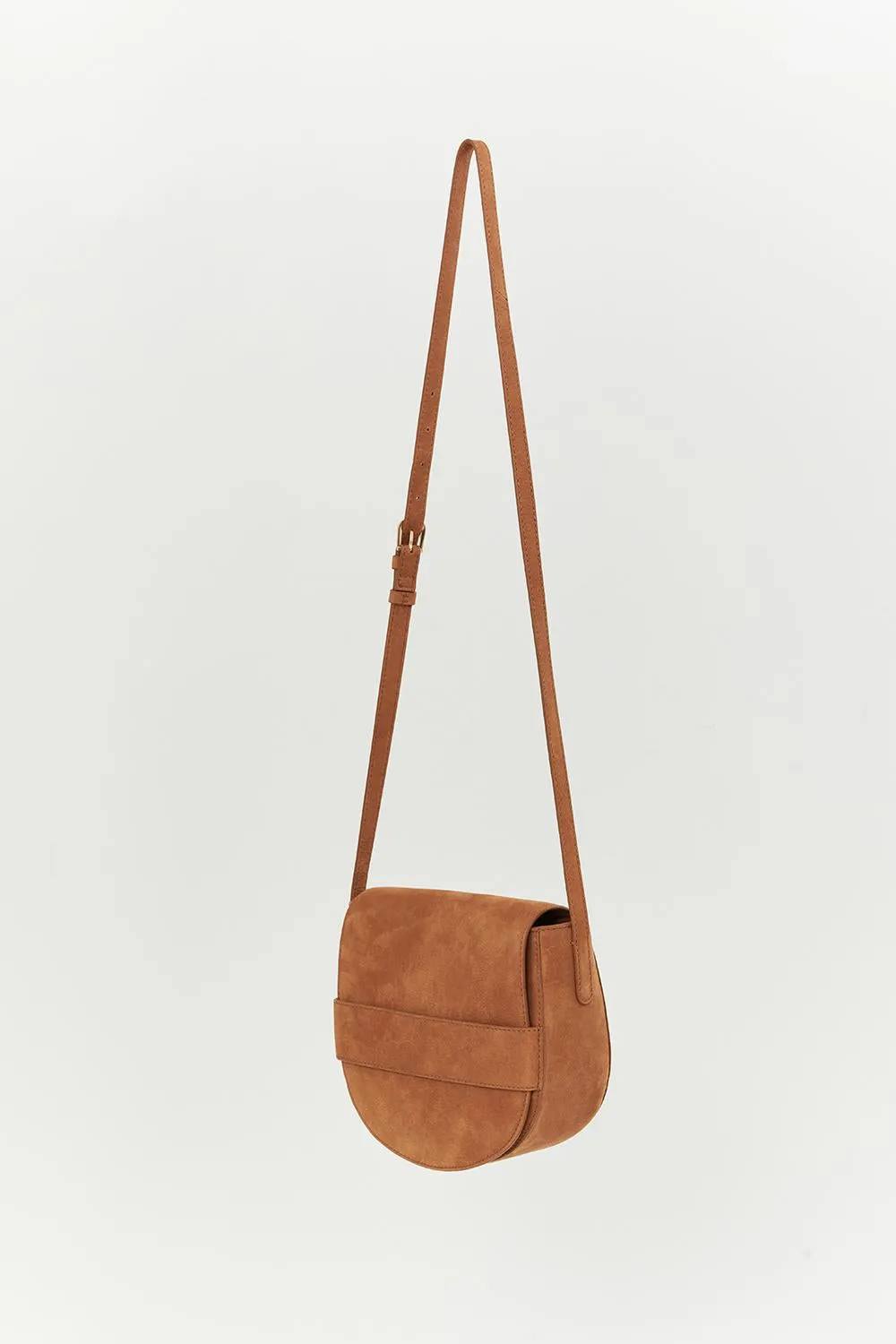 ALIBY - Sac besace caramel en cuir nubuck - petit modèle