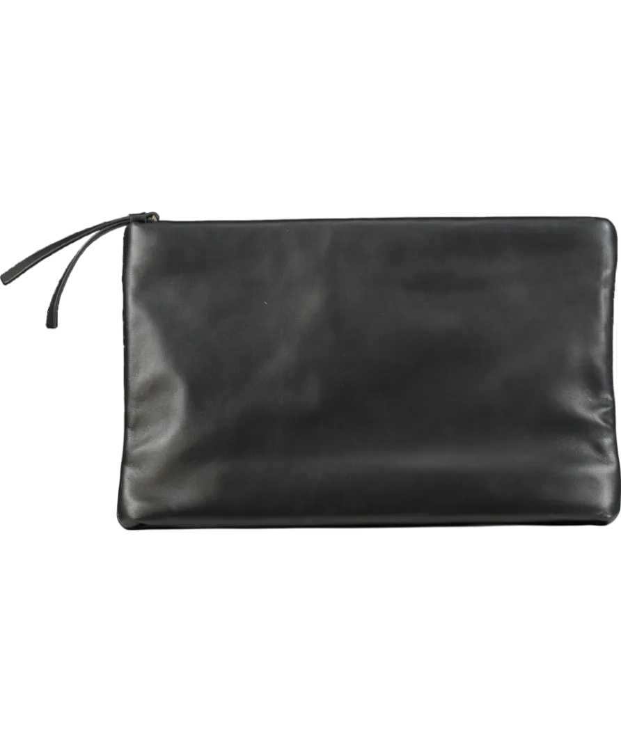 All Saints Black Bettina Leather Clutch Bag One Size