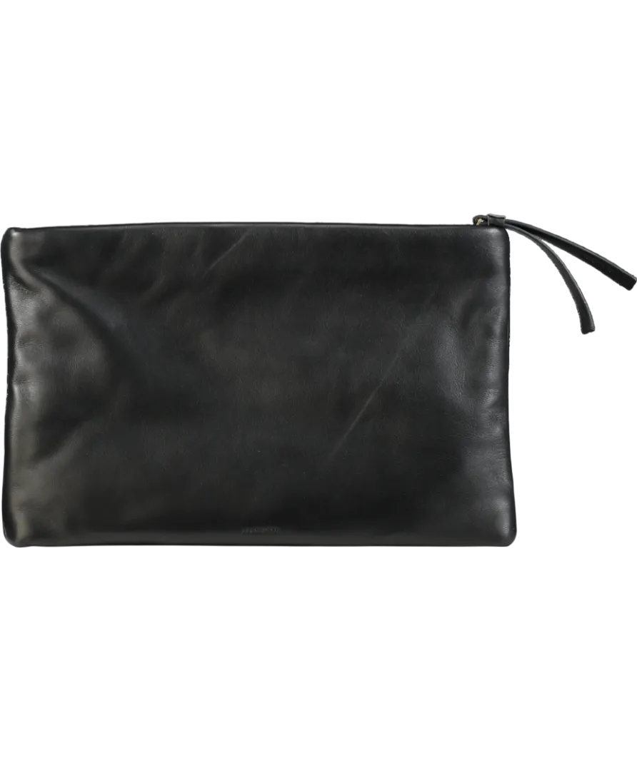 All Saints Black Bettina Leather Clutch Bag One Size