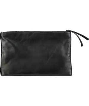 All Saints Black Bettina Leather Clutch Bag One Size