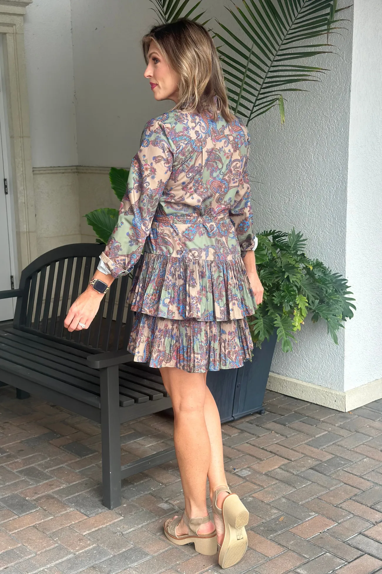 Anberlin Paisley Motif High Neck Mini Dress