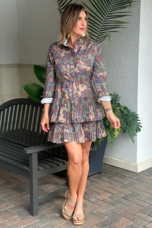 Anberlin Paisley Motif High Neck Mini Dress