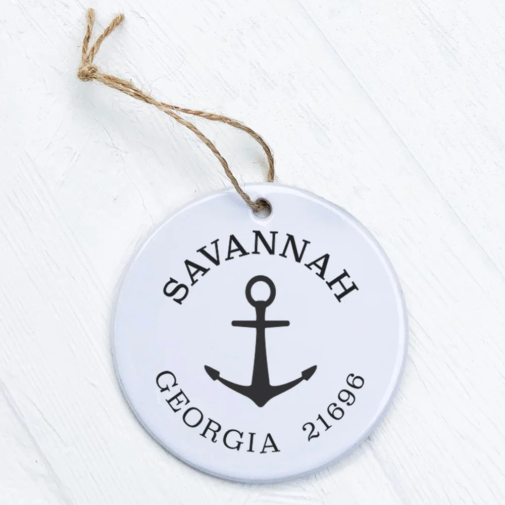 Anchor w/ City and State - Ornament