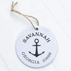 Anchor w/ City and State - Ornament