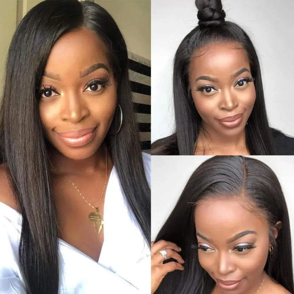 Angie Queen 13x4 Lace Front Wigs Malaysian Straight Human Hair Wigs 180% Density Pre-plucked
