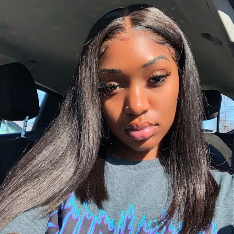 Angie Queen 13x4 Lace Front Wigs Malaysian Straight Human Hair Wigs 180% Density Pre-plucked