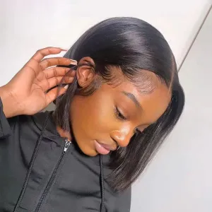 Angie Queen Bob Lace Wigs Malaysian Straight Human Hair Wigs Pre-plucked