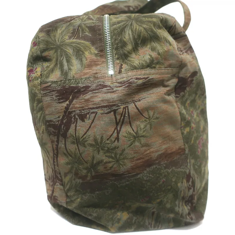 A.P.C. Tropical Print Canvas Duffle Bag Dark Green Extra Large Shoulder Bag