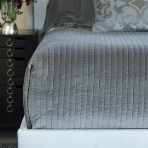 Aria Quilted King Coverlet Lt. Grey Matte Velvet 112X98
