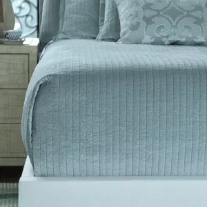 Aria Quilted Queen Coverlet Sky Matte Velvet 96X98