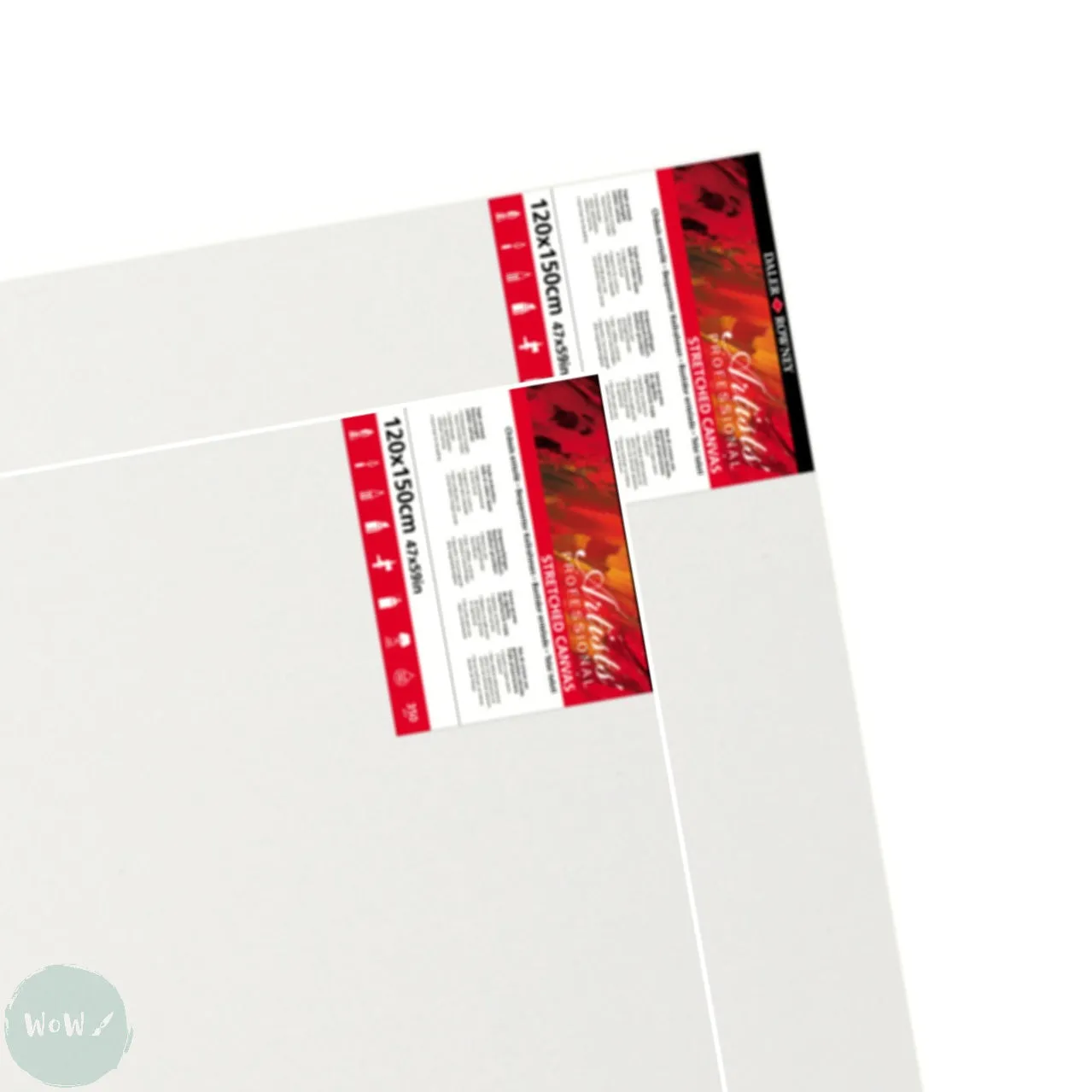 Artists Stretched Canvas - STANDARD Depth - WHITE PRIMED Cotton - SINGLE  - 350 gsm - 120 x 150cm (Approx. 47 x 60”) x 2