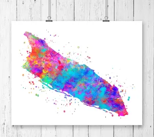 Aruba Map Watercolor Art Print - Unframed