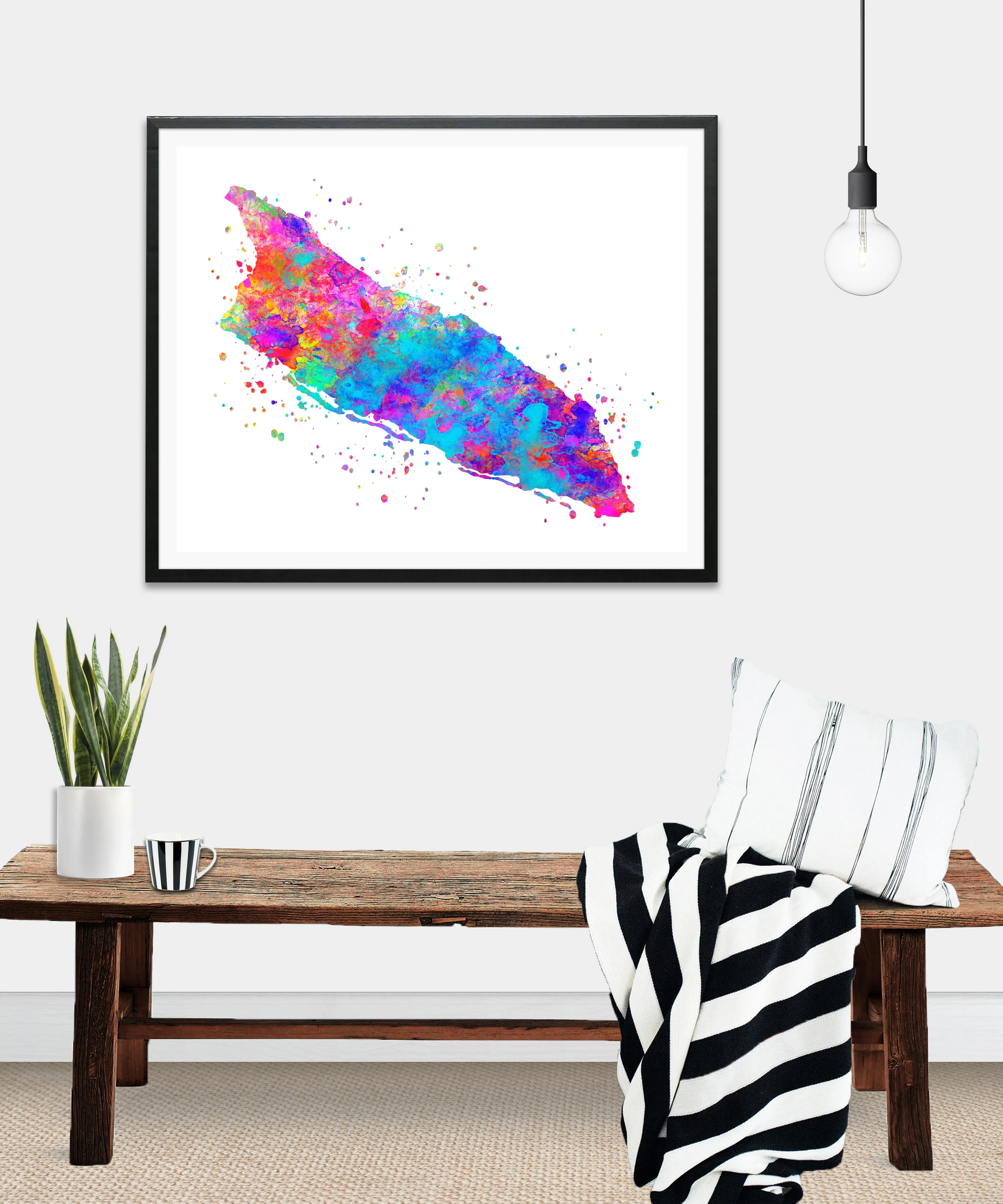 Aruba Map Watercolor Art Print - Unframed