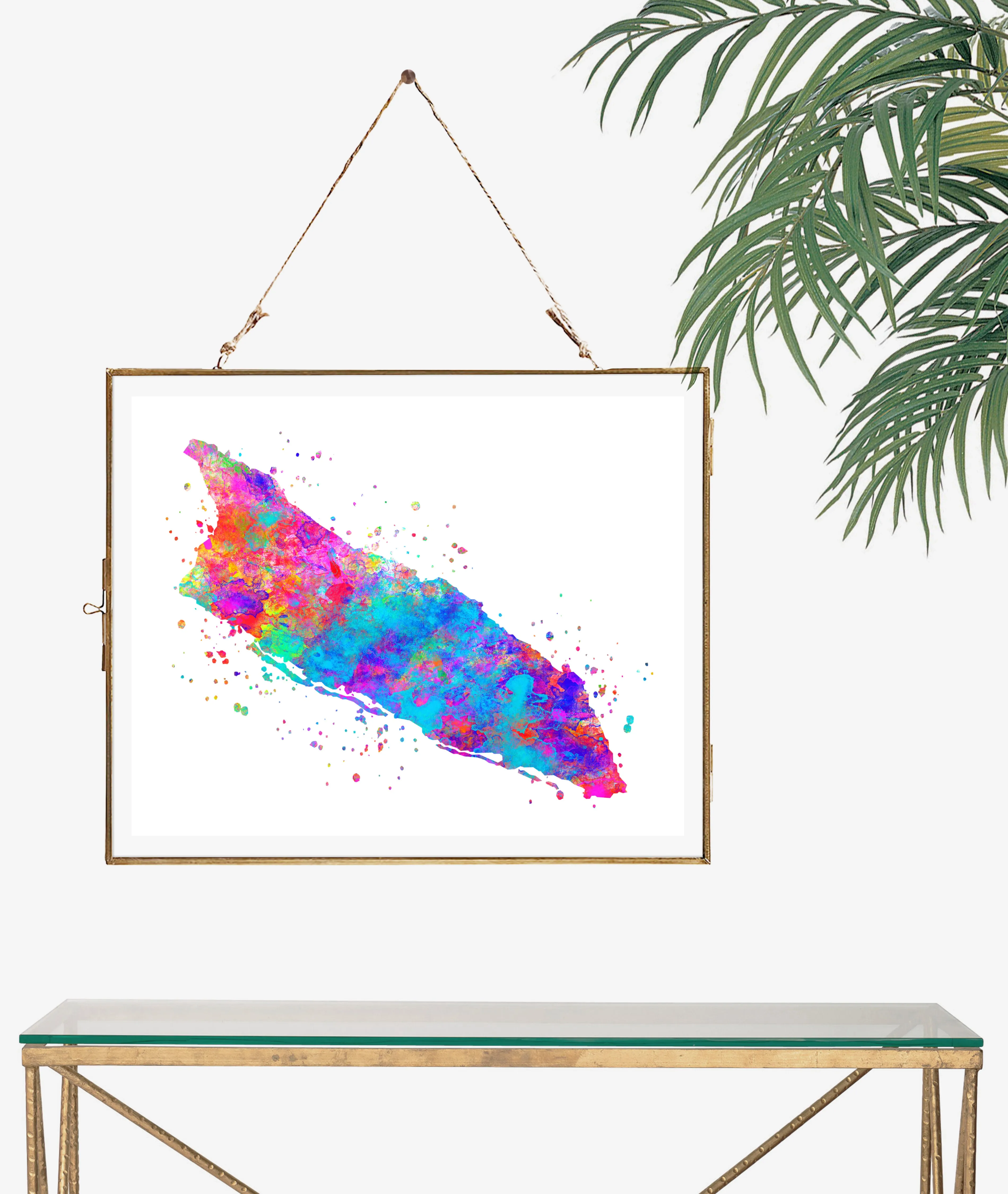 Aruba Map Watercolor Art Print - Unframed
