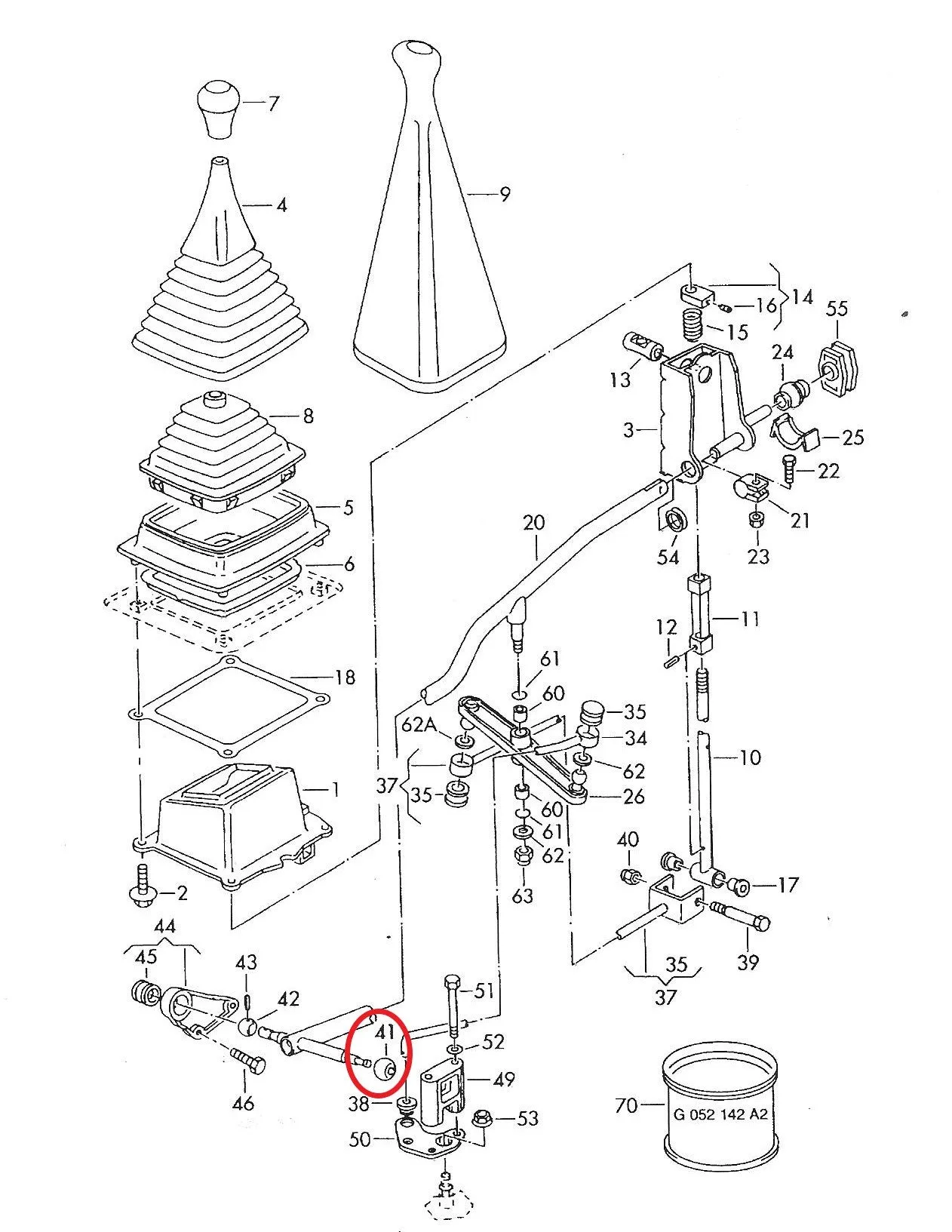 Assembly: Gear Shift Linkage Parts T4