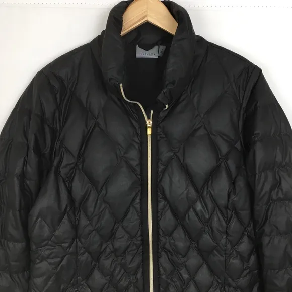 Athleta Down Quilted Puffer Jacket Black Women’s Size Medium Winter Coat