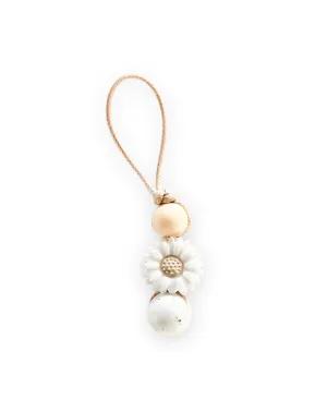 Attache zip fleur blanche