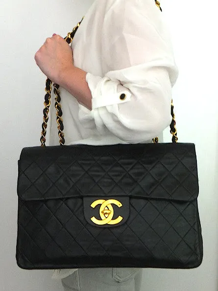 Authentic Chanel Vintage Quilted Lambskin XXL Maxi Jumbo