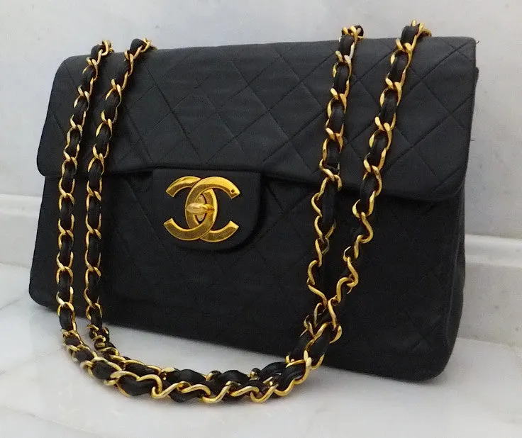 Authentic Chanel Vintage Quilted Lambskin XXL Maxi Jumbo