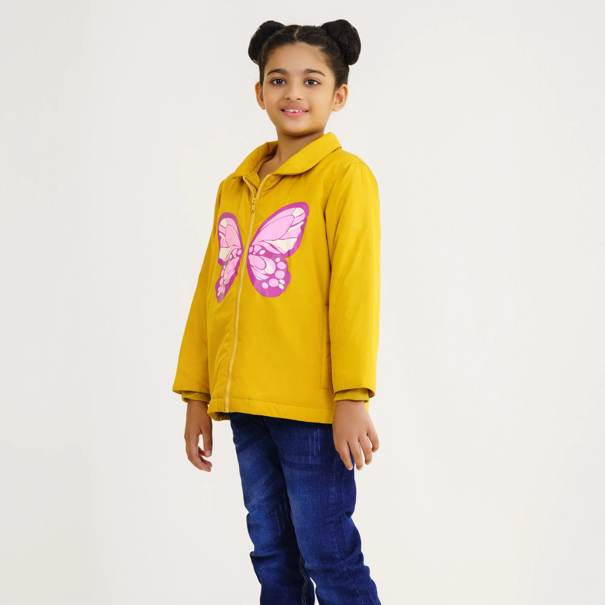 Baby Girls Mustard Quilted Jacket