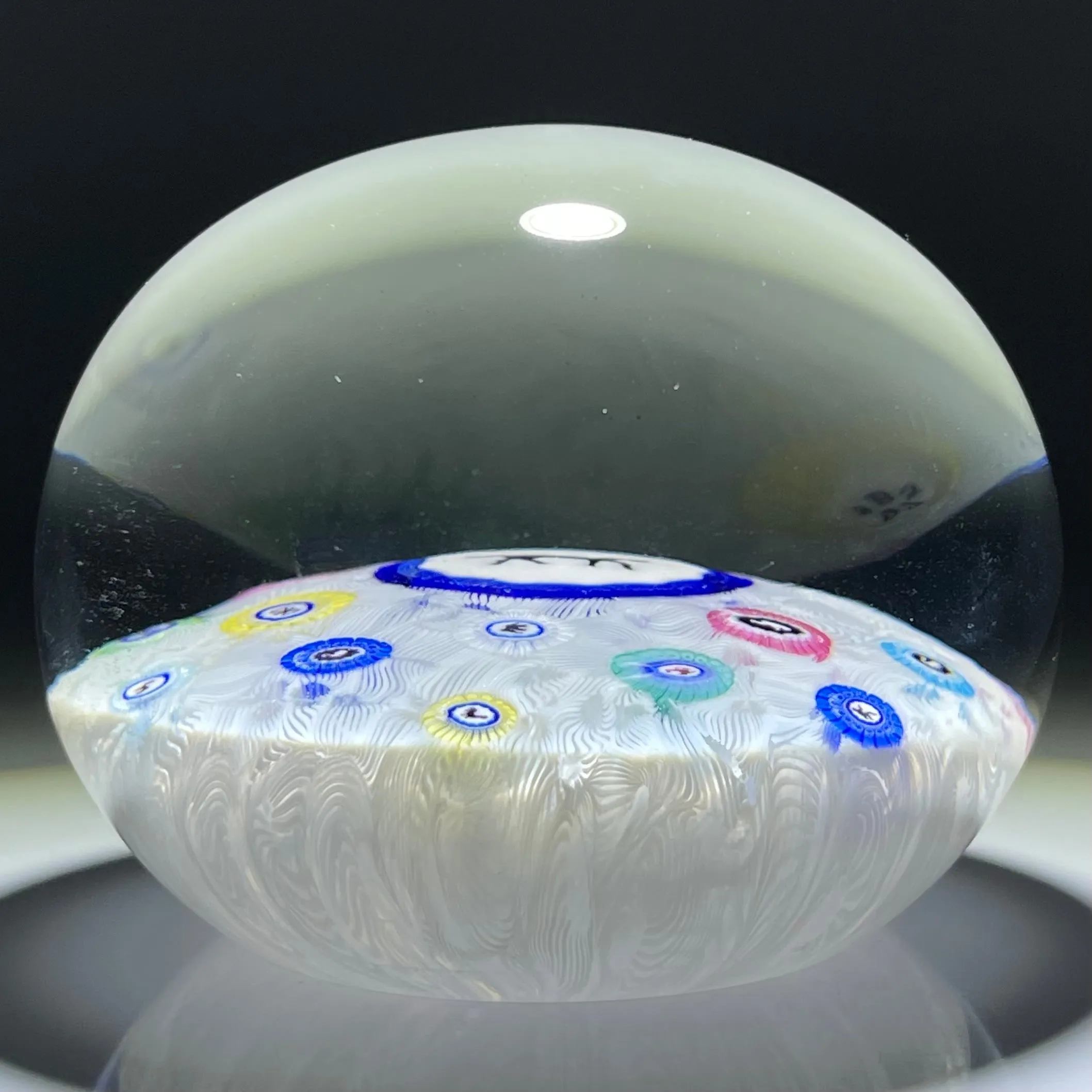 Baccarat 1973 Art Glass Paperweight Gridel Silhouette Millefiori Horse with Complex Millefiori