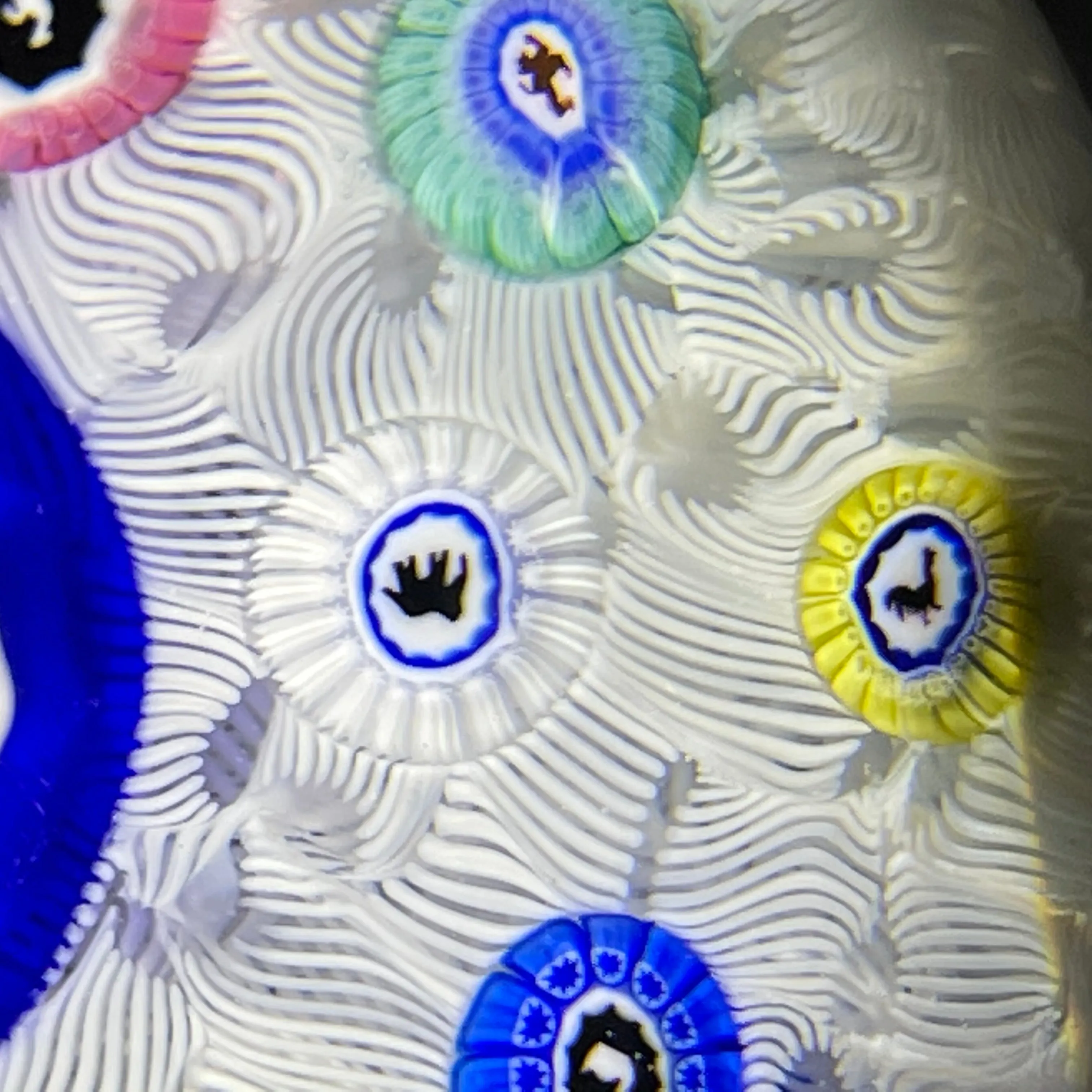Baccarat 1973 Art Glass Paperweight Gridel Silhouette Millefiori Horse with Complex Millefiori