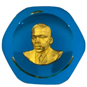 Baccarat Dr. Martin Luther King Jr. MLK Gold Inclusion Art Glass Paperweight