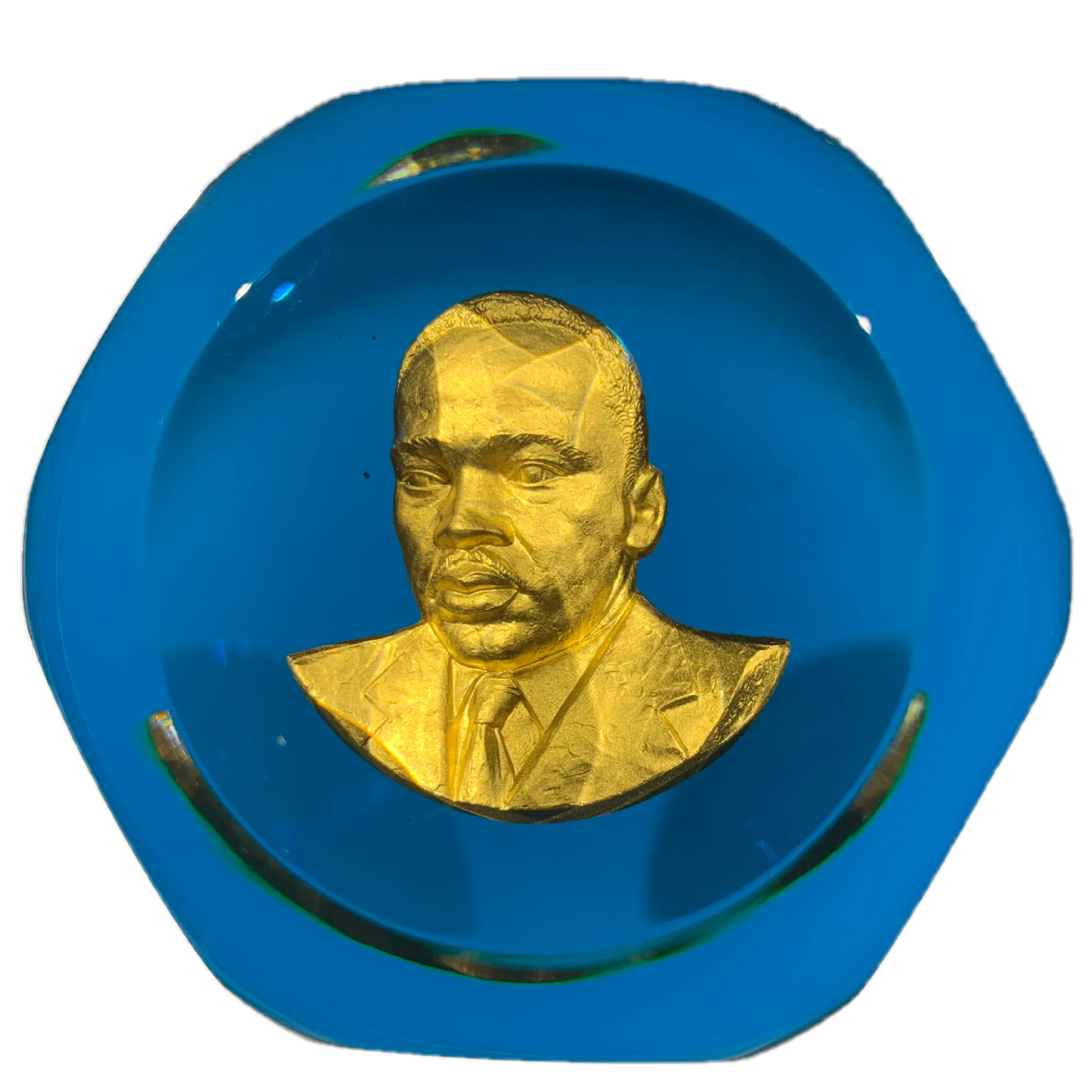 Baccarat Dr. Martin Luther King Jr. MLK Gold Inclusion Art Glass Paperweight