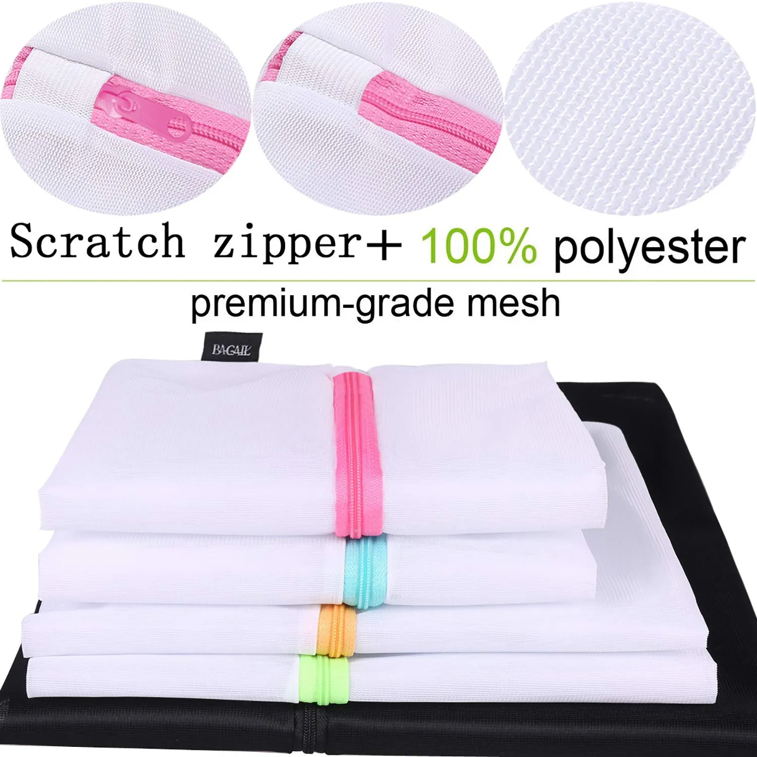 BAGAIL Mesh Laundry Bag for Intimates Lingerie and Delicates, 5Pcs (1XL,2L,2M)