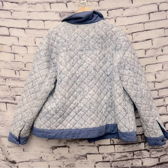 Bagatelle Collection Quilted Jacket Paisley Print in Blue Size 1X