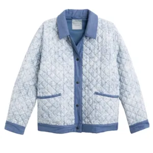 Bagatelle Collection Quilted Jacket Paisley Print in Blue Size 1X