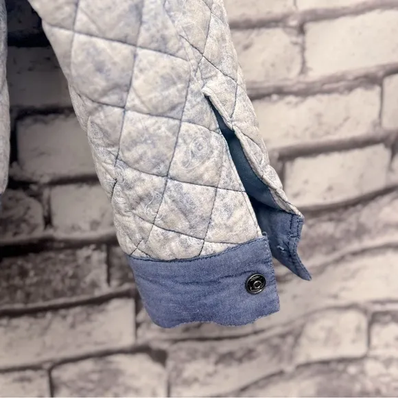 Bagatelle Collection Quilted Jacket Paisley Print in Blue Size 1X