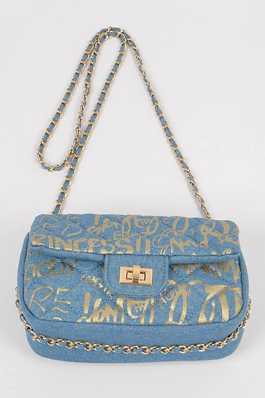 Baloa Denim Gold Clutch BIG ✨ MONTH ✨ SALE ✨