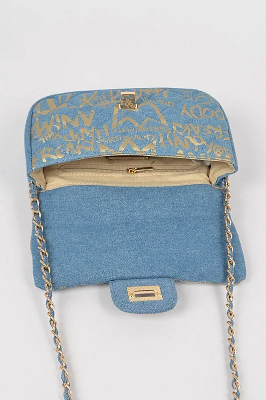 Baloa Denim Gold Clutch BIG ✨ MONTH ✨ SALE ✨