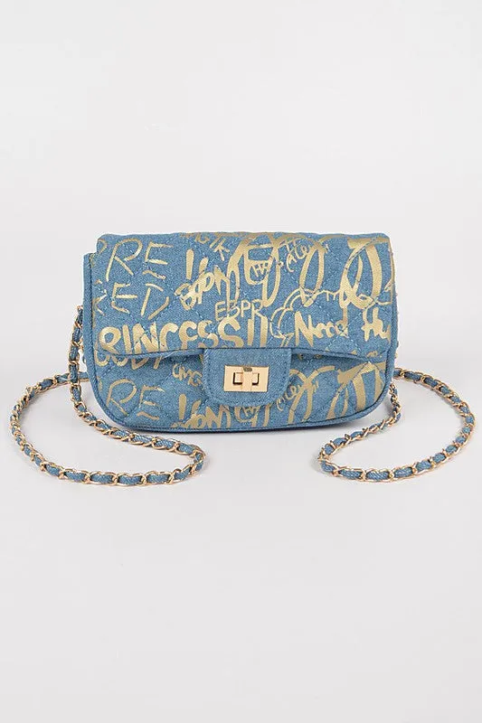 Baloa Denim Gold Clutch BIG ✨ MONTH ✨ SALE ✨
