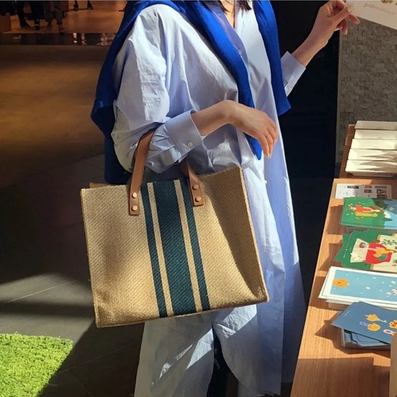 Barabum Wholesale Portable Briefcase Professional Commuter Stripe Shoulder Large Capacity Canvas Bag