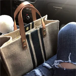 Barabum Wholesale Portable Briefcase Professional Commuter Stripe Shoulder Large Capacity Canvas Bag