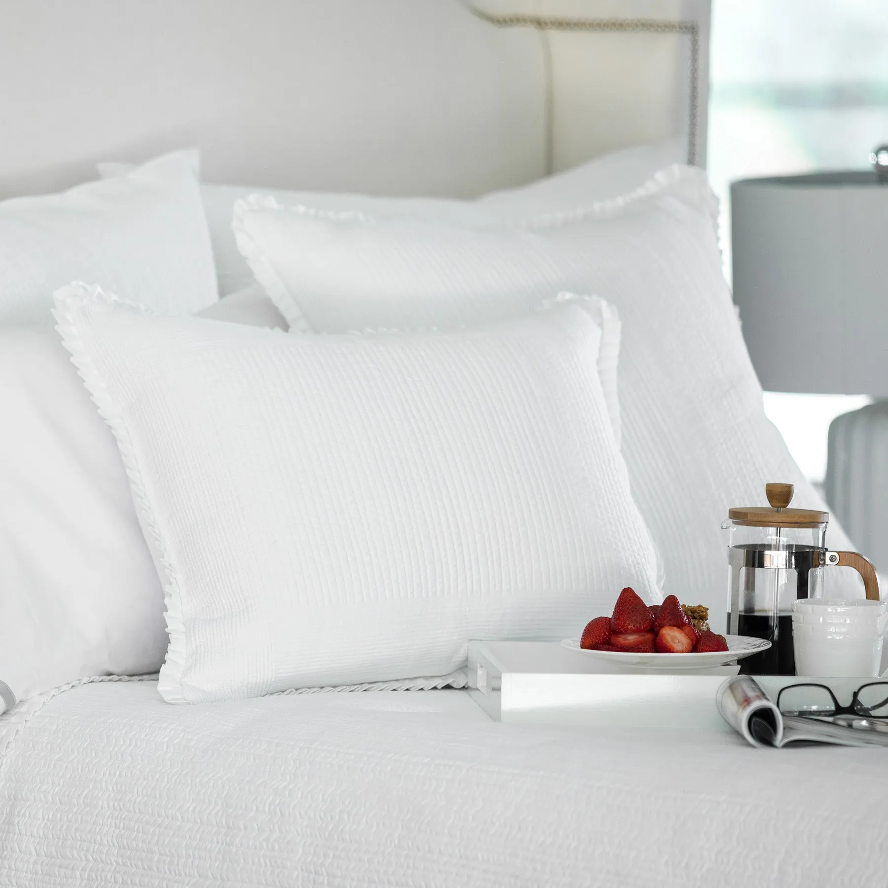 Battersea European Pillow White Cotton 26X26 (Insert Included)
