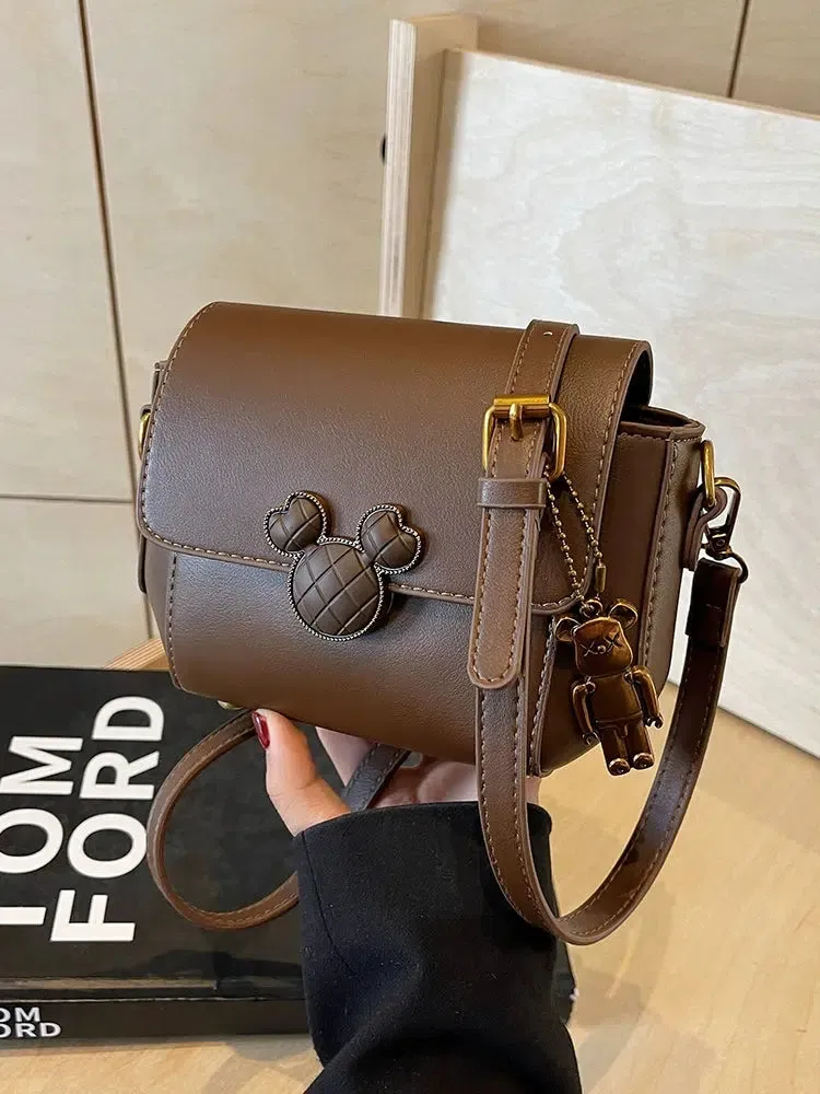 Bear Keychain Square Crossbody Bag