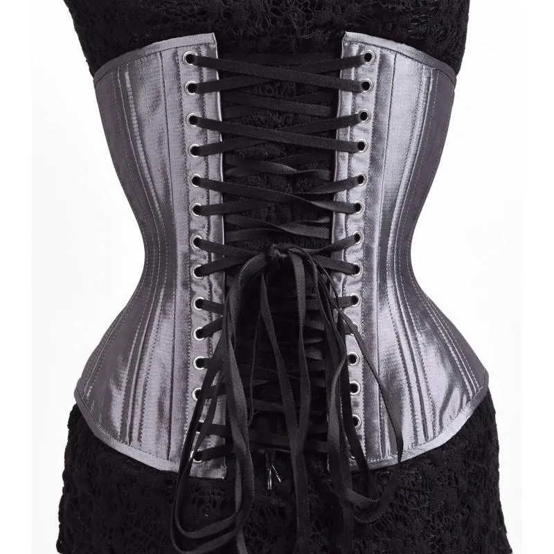 Bendrik Silver Satin Waist Training Underbust Corset