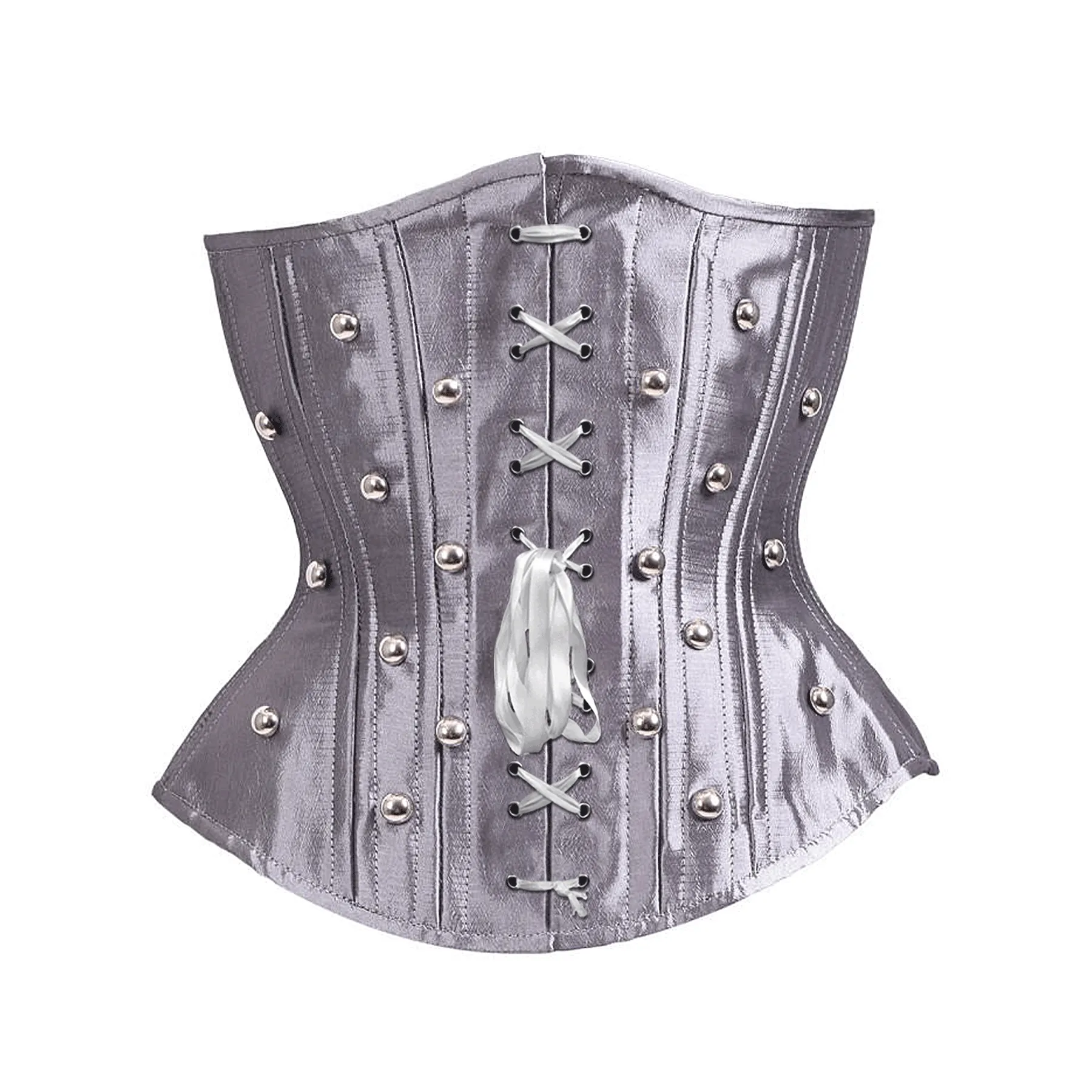 Bendrik Silver Satin Waist Training Underbust Corset