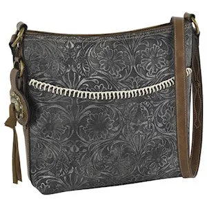 BG23054542 Justin Crossbody Purse Black w/ White Stitching