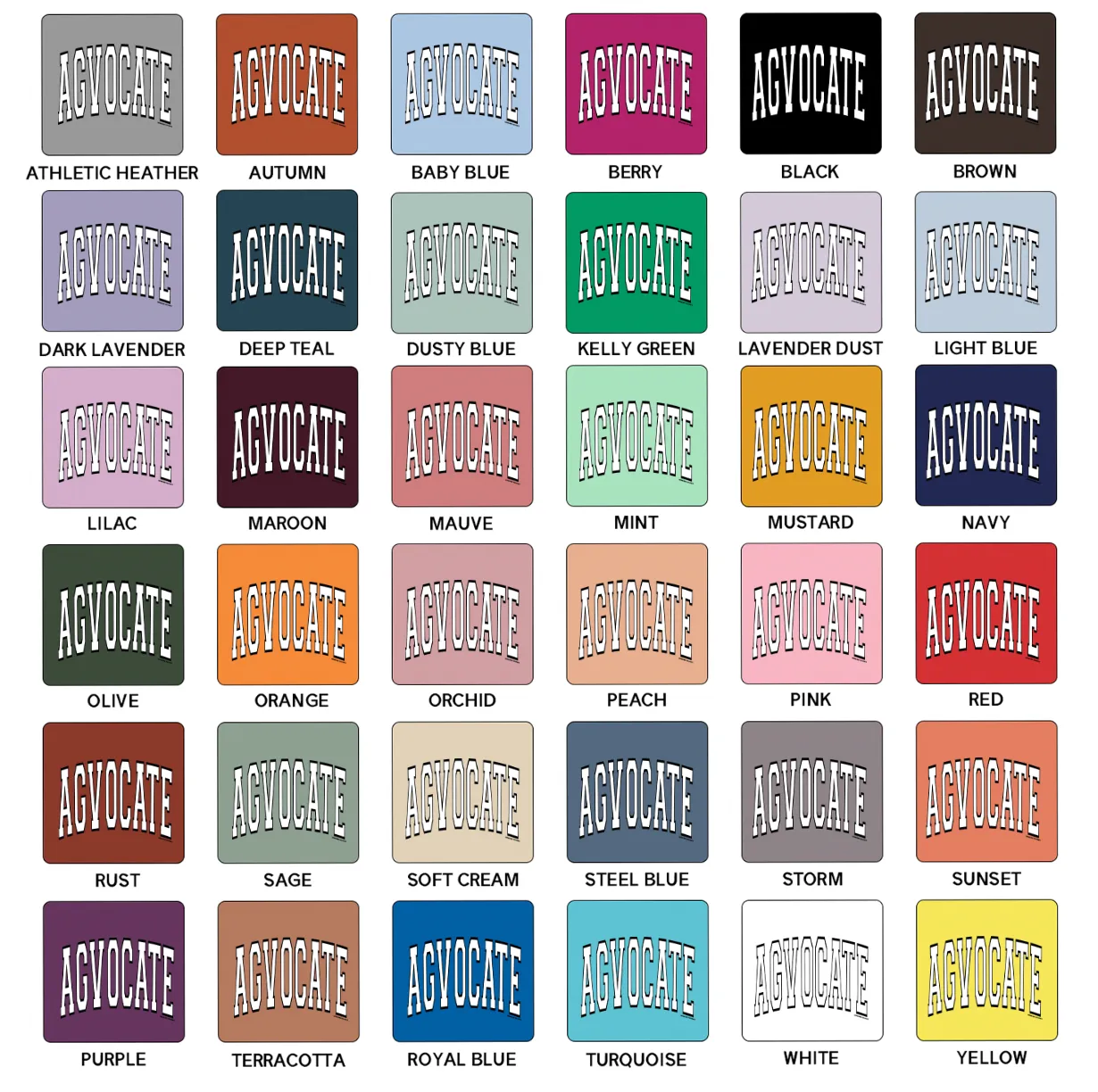Big Varsity AGVOCATE White & Black T-Shirt (XS-4XL) - Multiple Colors!