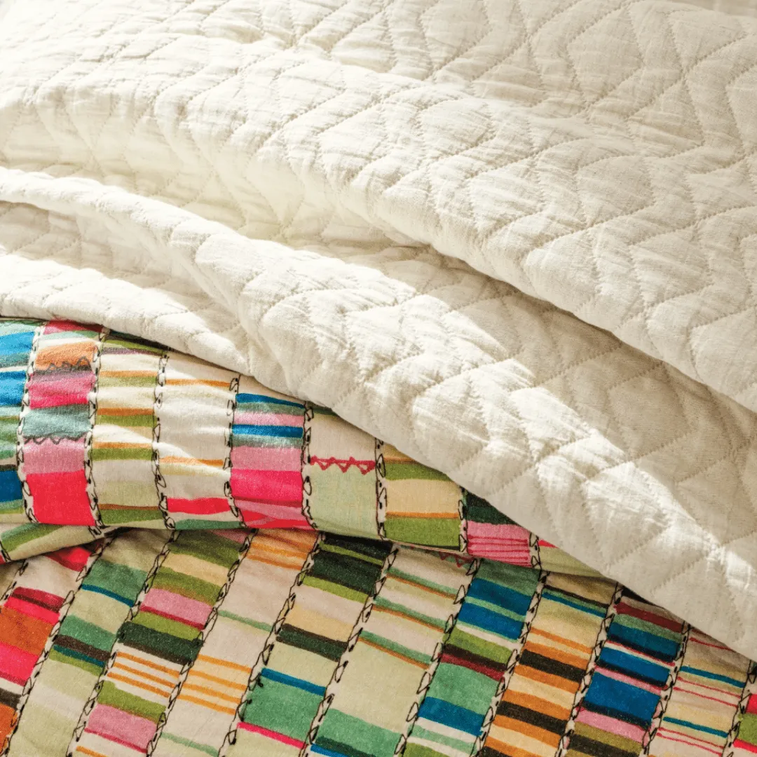 Birdie Natural Quilted Coverlet