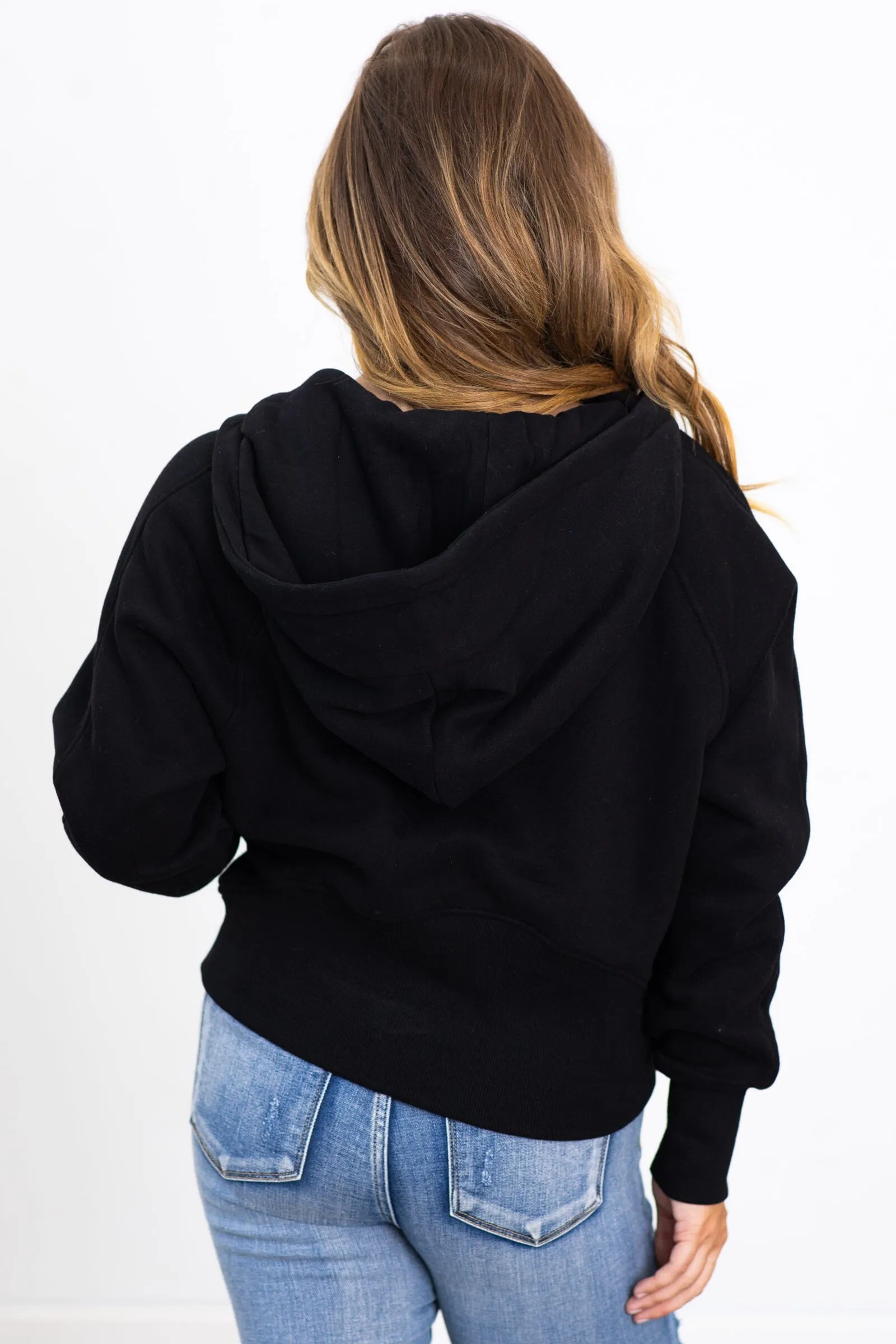 Black 1/2 Zip Fleece Hoodie