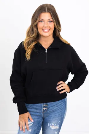 Black 1/2 Zip Fleece Hoodie