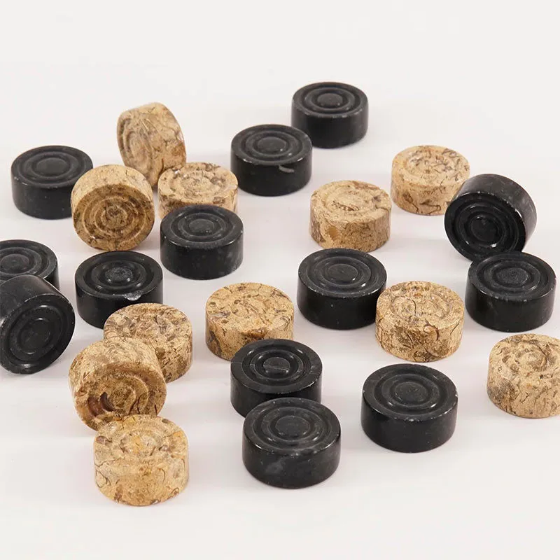 Black and Coral Marble Checkers Figures Set for Checkers Board